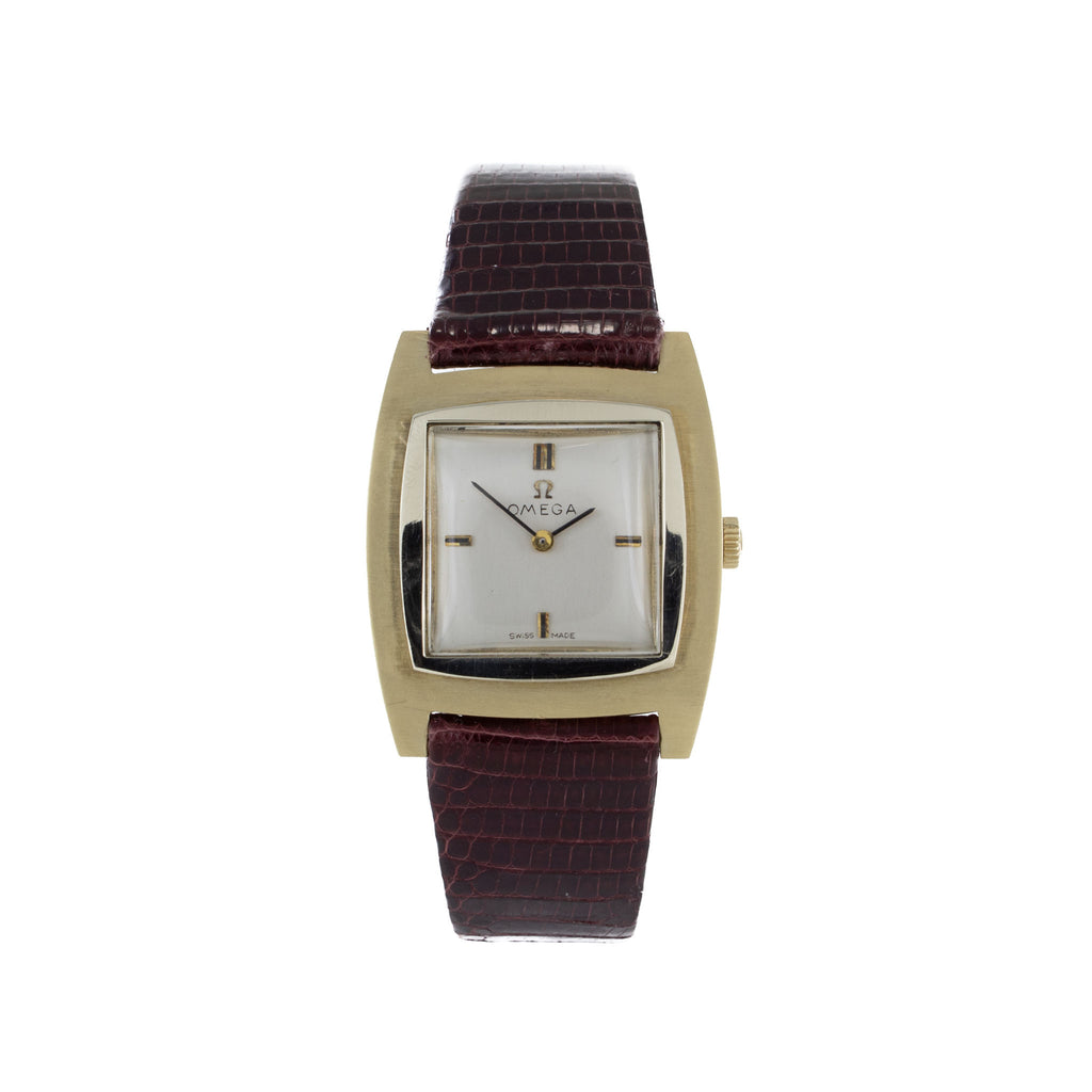 OMEGA 14K GOLD & LEATHER WATCH 14.1 DWT