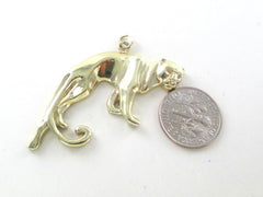 10K YELLOW GOLD PENDANT PANTHER 7.7GR FINE JEWELRY ANIMAL WILD CAT