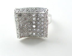 18KT WHITE GOLD DIAMOND RING 1.00 ATW SQUARE COCKTAIL BAND