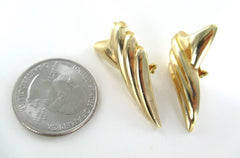 14KT SOLID YELLOW GOLD EARRINGS ABSTRACT ITALY SCRAP OR NOT MISSING PRONG HOLLOW
