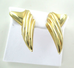 14KT SOLID YELLOW GOLD EARRINGS ABSTRACT ITALY SCRAP OR NOT MISSING PRONG HOLLOW