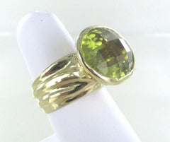 14KT SOLID YELLOW GOLD CITRINE OVAL FACETED RING SIZE 7