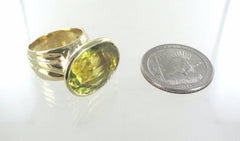 14KT SOLID YELLOW GOLD CITRINE OVAL FACETED RING SIZE 7