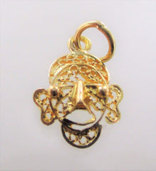 18KT YELLOW GOLD FANCY FACE GOLD MASK CHARM PENDANT