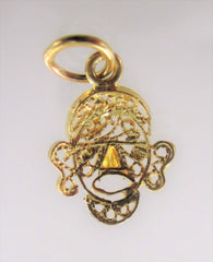 18KT YELLOW GOLD FANCY FACE GOLD MASK CHARM PENDANT
