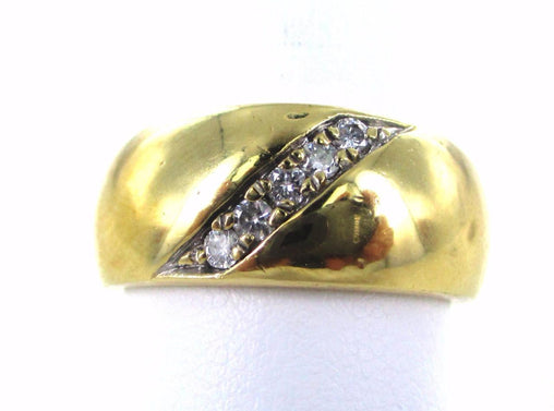 14KT SOLID YELLOW GOLD 5 DIAMOND SIZE 8.5 WEDDING BAND RING
