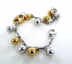 18KT TWO TONE GOLD GUCCI BALL BEAD LINK BRACELET 7