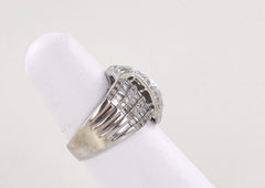 10KT WHITE GOLD DIAMOND CLUSTER FANCY BAND RING SIZE 7 2.75 ATW