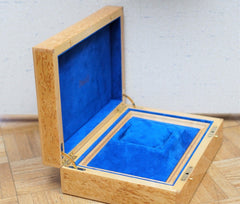 PIAGET GOLD LACQUERED WOODEN WATCH BOX WITH ROYAL BLUE SUEDE INTERIOR