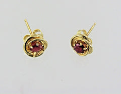 14KT YELLOW GOLD RUBY STUDS EARRINGS FRICTION BACKS