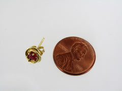 14KT YELLOW GOLD RUBY STUDS EARRINGS FRICTION BACKS