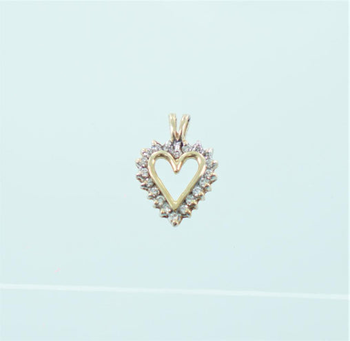 Memento Half Gold - Half Diamond Heart Charm Pendant — RI Noor