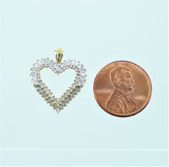 10KT YELLOW GOLD BAGUETTE & ROUND DIAMONDS HEART PENDANT 1.21 ATW 014412709