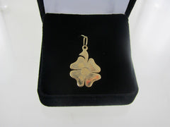 14KT YELLOW GOLD FOUR LEAF CLOVER FLOWER CHARM
