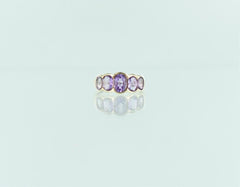 10 KT YELLOW GOLD OVAL AMETHYST RING SIZE-7 015458706