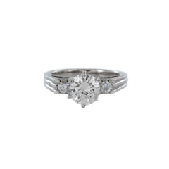 DIAMOND SOLITAIRE RING 18K WHITE GOLD SIZE 6