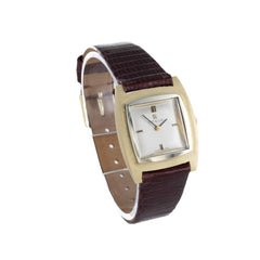 OMEGA 14K GOLD & LEATHER WATCH 14.1 DWT