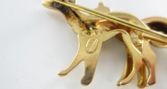 18KT YELLOW GOLD DOGS PIN BROOCH