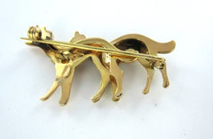 18KT YELLOW GOLD DOGS PIN BROOCH