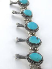 NATIVE AMERICAN TURQUOISE NECKLACE STERLING SILVER BLOSSOM NAVAJO VINTAGE