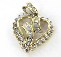 10K SOLID YELLOW GOLD HEART PENDANT LOVE 41 DIAMOND 2.3 GRAMS