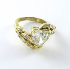18K YELLOW GOLD 4.9 GRAMS RING 14 DIAMONDS WEDDING ENGAGEMENT HEART