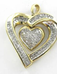 10KT YELLOW GOLD DIAMOND HEART DANGLING INSIDE 1.70 CTW