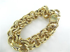 14KT SOLID YELLOW GOLD BRACELET DOUBLE LINK 62.9 GRAMS