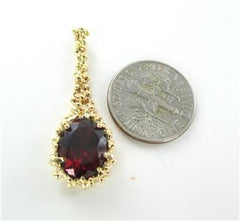 10K SOLID YELLOW GOLD PENDANT NUGGET RED STONE PENDANT DROP FINE JEWELRY