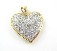 14KT YELLOW GOLD PAVE DIAMOND HEART PENDANT