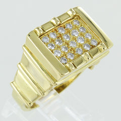 18KT YELLOW GOLD CLUSTER DIAMOND RING SIZE 10.5