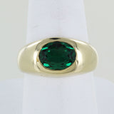GENTS 14 KT YELLOW GOLD GREEN STONE RING
