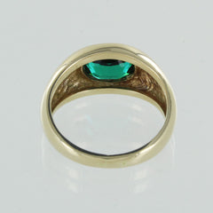 GENTS 14 KT YELLOW GOLD GREEN STONE RING