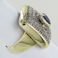 14KT GOLD  GENTS WHITE STONES RING SIZE 8