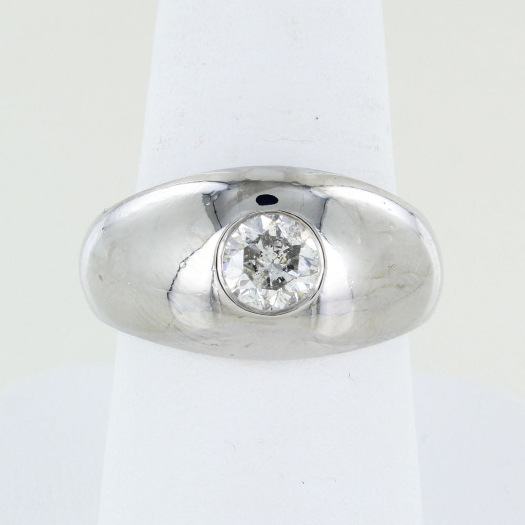MENS 14KT WHITE GOLD SOLITAIRE DIAMOND .85 CTW RING SIZE 9.5