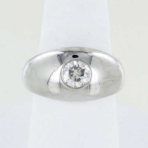 MENS 14KT WHITE GOLD SOLITAIRE DIAMOND .85 CTW RING SIZE 9.5