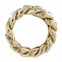 14KT YELLOW GOLD CUBAN LINK WEDDING BAND RING SIZE 6.5