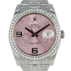 ROLEX DATEJUST 116200 36mm PINK FLORAL DIAL W/ BOX