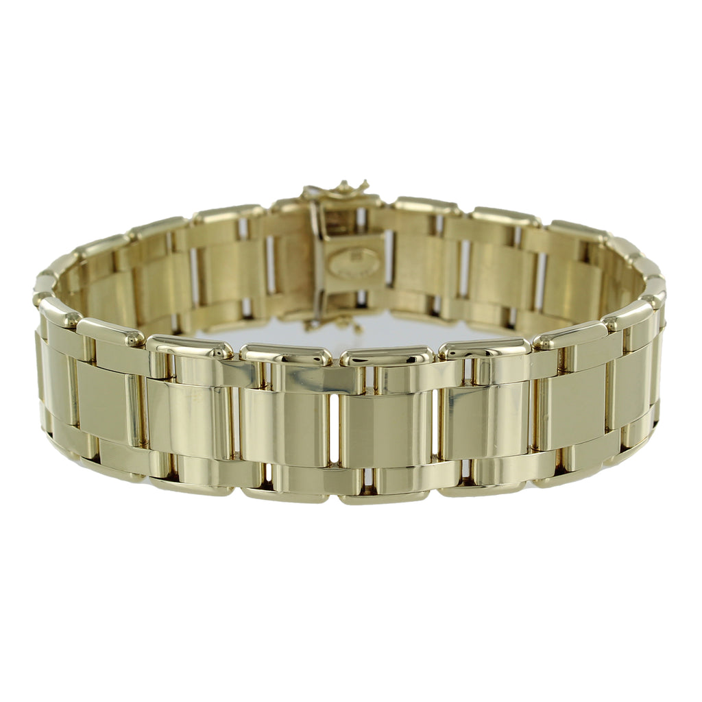 18 Kt Real Solid Yellow Gold Rolex Link Handmade Men's Bracelet 35 Gms |  eBay