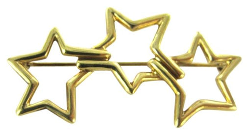 TIFFANY & CO 18KT YELLOW GOLD VINTAGE 1986 PIN BROOCH THREE STARS
